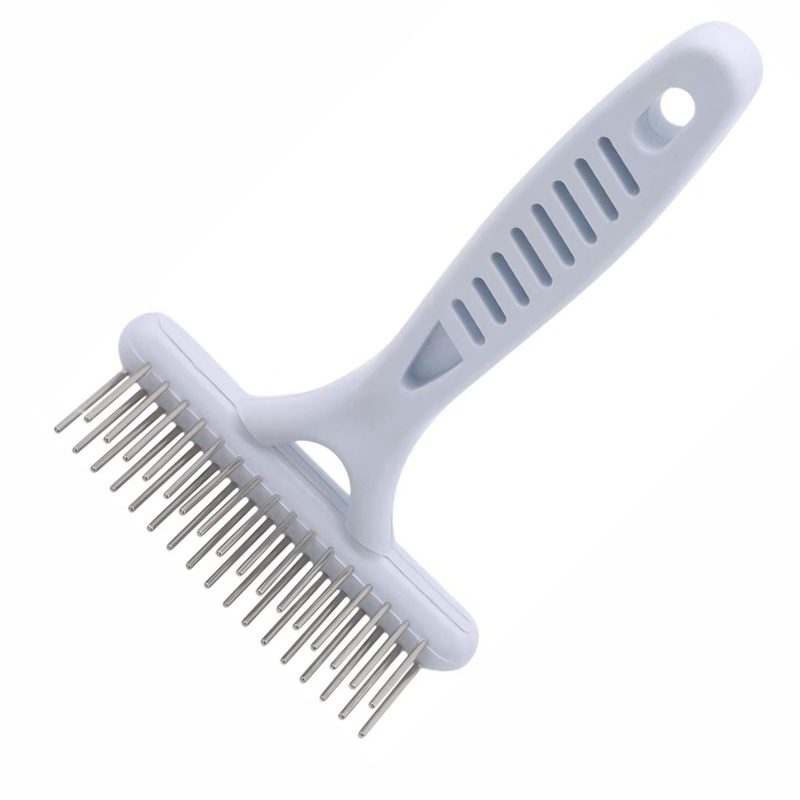 Undercoat Rake Dog Grooming Brush Dematting Self Cleaning Slicker Brush Puppy Brush Double Row Teeth Pin Metal Comb De-Shedding Tool Removes Loose Hair Tangled Knot Detangling Small Cats Pet Cockapoo