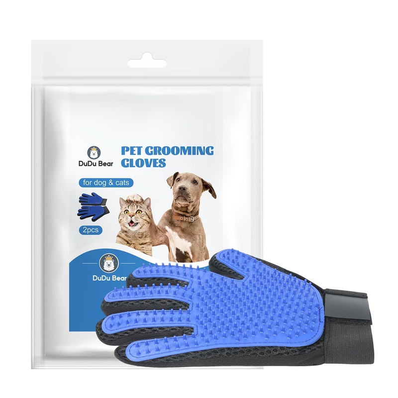 2024 Upgrade Pet Grooming Gloves for Gentle Shedding Dog Washing Gloves Efficient Pets Hair Remove Cat Gloves for Grooming Dog Bathing Gloves -1 Pair(Blue)