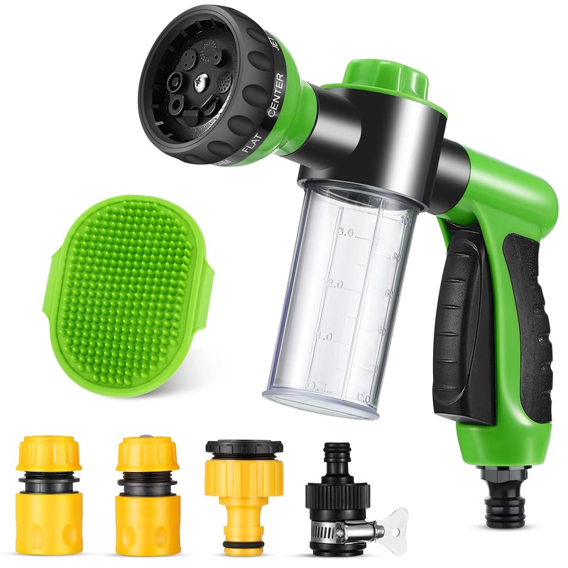 6 Pieces Dog Wash Hose Attachment with Soap Dispenser Pet Bathing Tool Set Dog Comb Brush for Pet Washing(8.27 x 4.72 x 5.51 Inch,Green) 8.27 x 4.72 x 5.51 Inch Green