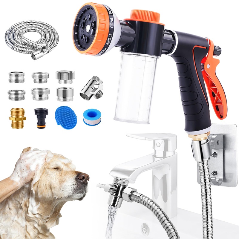 Bathtub Faucet Sprayer Attachment for Tub, Dog Washing Hose Attachment for Bathtub with Faucet Adapters, Sink Sprayer Dog Bath Hose Attachment for Tub Faucet, Dog Hose Attachment for Bathtub 11