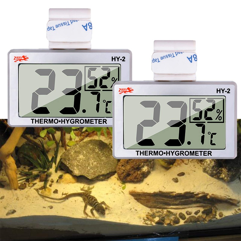 capetsma 2 Pack Reptile Thermometer Hygrometer Digital LCD Display Temperature Gauge Reptile Accessories Humidifier for Reptile Tank Terrarium