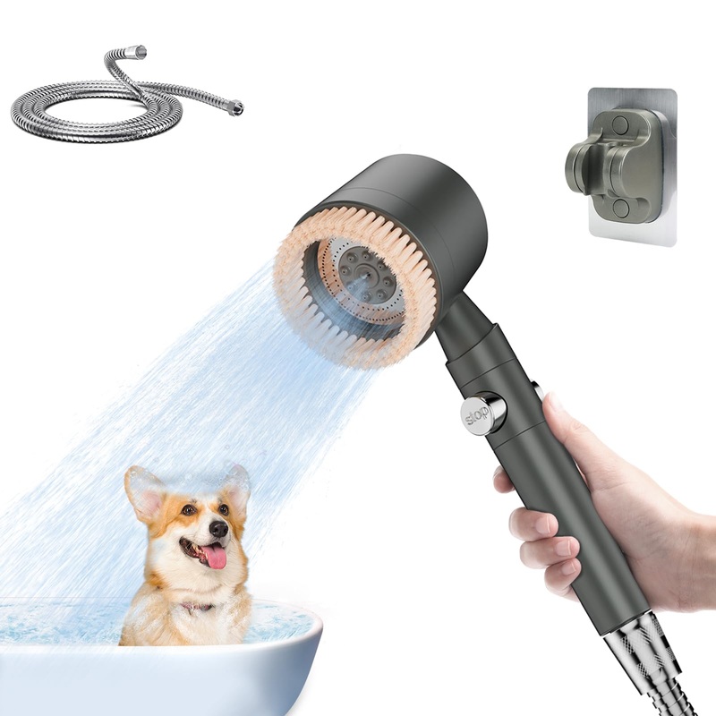 Dog Shower Attachment for Dog Washing, 5 Mode High Pressure Dog Shower Head, 6.5 Feet Dog Shower Hose, No Drill Hook, Pet Shower Attachment for Puppy, Medium, Large Dogs,Cats