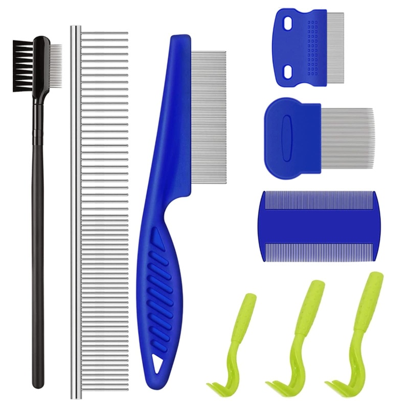 Flea comb for cats and dogs, stain remover comb, flea comb for cats and dogs, double-sided dog eye care comb, double head care comb, multi-purpose tool