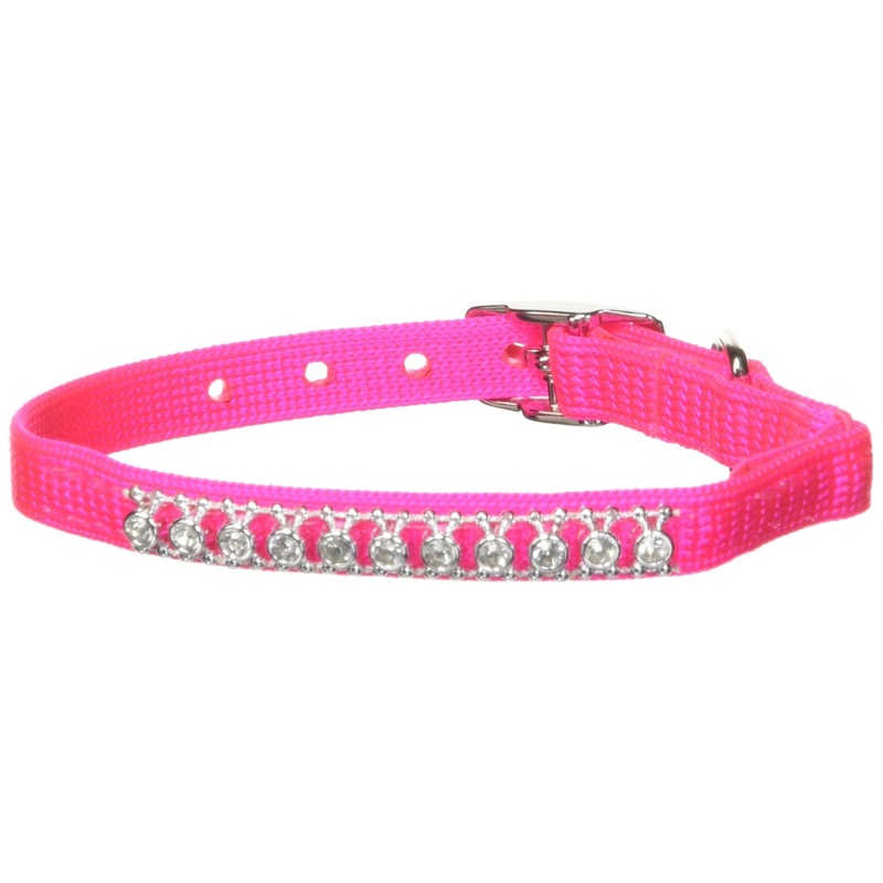 Hamilton Rhinestone Cat Series 3/8-Inch by 10-Inch Safety Cat Collar with Bell Hot Pink 3/8″ x 12″