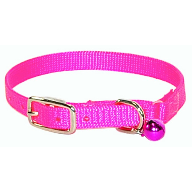 Hamilton Safety Cat Collar with Bell, Black, 3/8″ Wide x 10″ Long Hot Pink 3/8″ x 10″