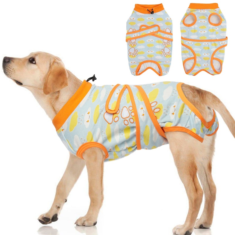 Hjyokuso Post Surgery Recovery Suit for Dogs and Cats, Surgical Recovery for Female Male Abdominal Wounds, Spay or Skin Diseases, Cone E-Collar Alternatives (Blue, XXL) Blue