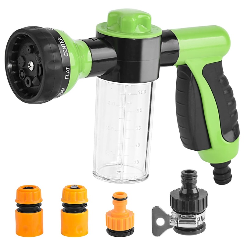 QUACOWW 6 Pieces Pet Bathing Tool Set – Dog SprayerHose Nozzle Foam Sprayer with Quick Connector Set 8 Spray Pattern 100cc Soap Dispenser Bottle, Dog Bathing Sprayer for Pets Showering