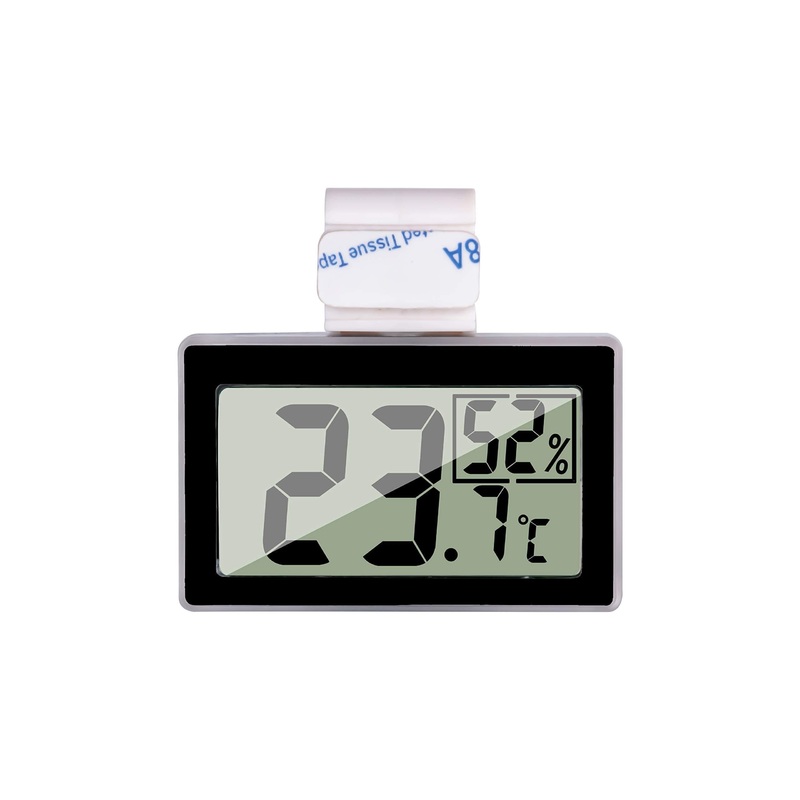 Reptile Thermometer Hygrometer LCD Digital Humidity Gauge Digital Thermometer Hygrometer for Reptile Terrarium Digital Reptile Tank Thermometer Hygrometer with Hook Ideal for Reptile Tanks (Black) Black