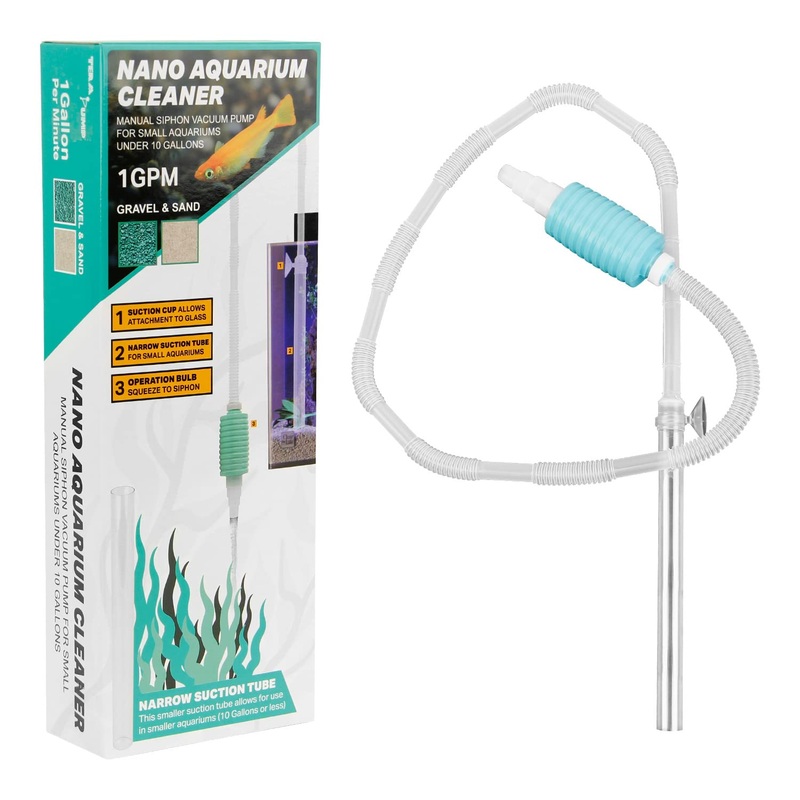 TERAPUMP Genuine Aquarium Pond Fish Tank Cleaner Long Nozzle Water Changer Flow Controller BPA Free Small
