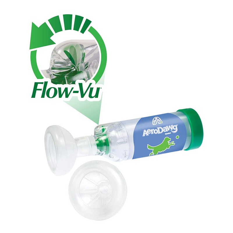 The Original Canine Aerosol Chamber Inhaler Spacer for Medium & Large Dogs with Exclusive Flow-VU Indicator Dogs 20lbs or Over