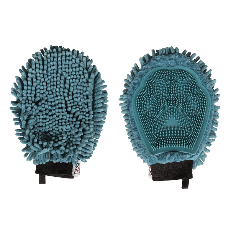 The Original Dirty Dog Grooming Mitt is Two Tools in One with Ultra Absorbent Microfiber to Quick Dry Wetness or Slobber and Flexible Silicone Brush to Massage and Detangle Fur Pacific Blue