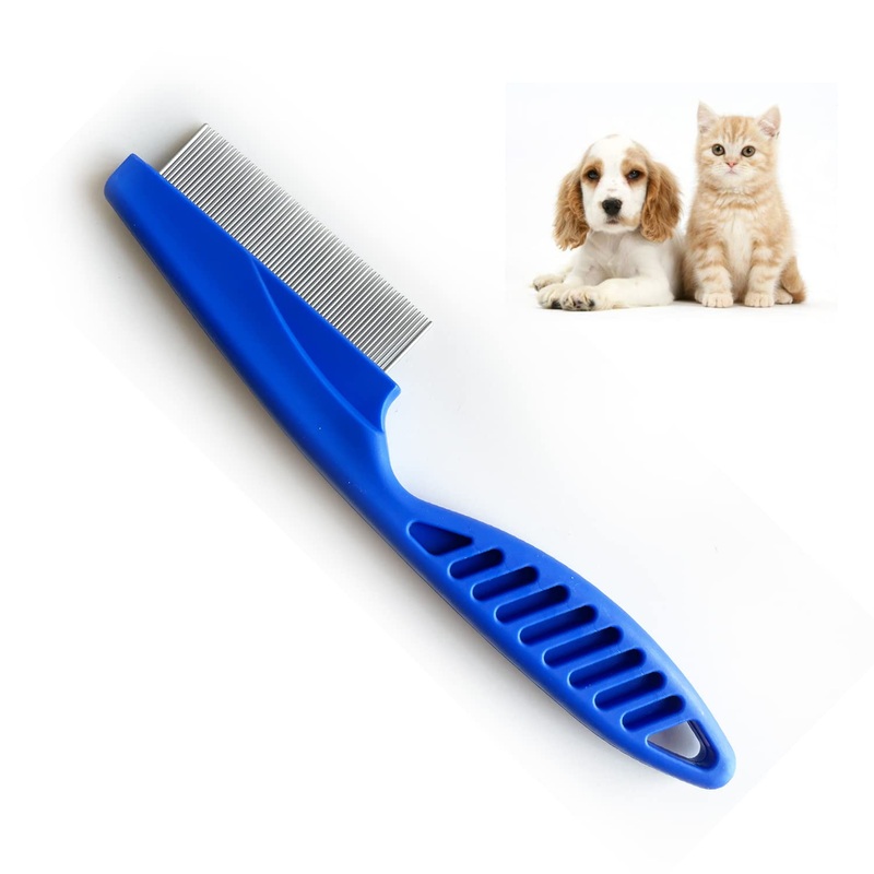 ZENVALY Flea Comb, Flea Tear Stain Remover Comb, Lice Comb Dust Comb for Cats Dogs, Pet Comb Removing Fleas, Comb for Lice Knots Dirt, Blue