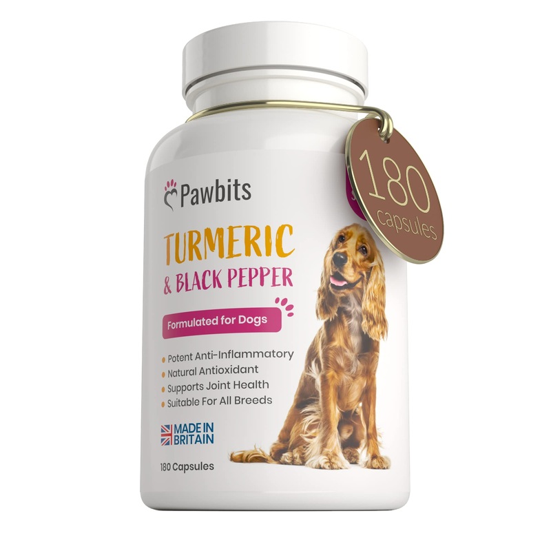 180 Turmeric for Dogs with Active Bioperine Black Pepper | Natural Premium Turmeric Curcumin Capsules suitable for Cats, Horses & Pets Powerful Antioxidant Supplement for Hip & Joints 180 Capsules