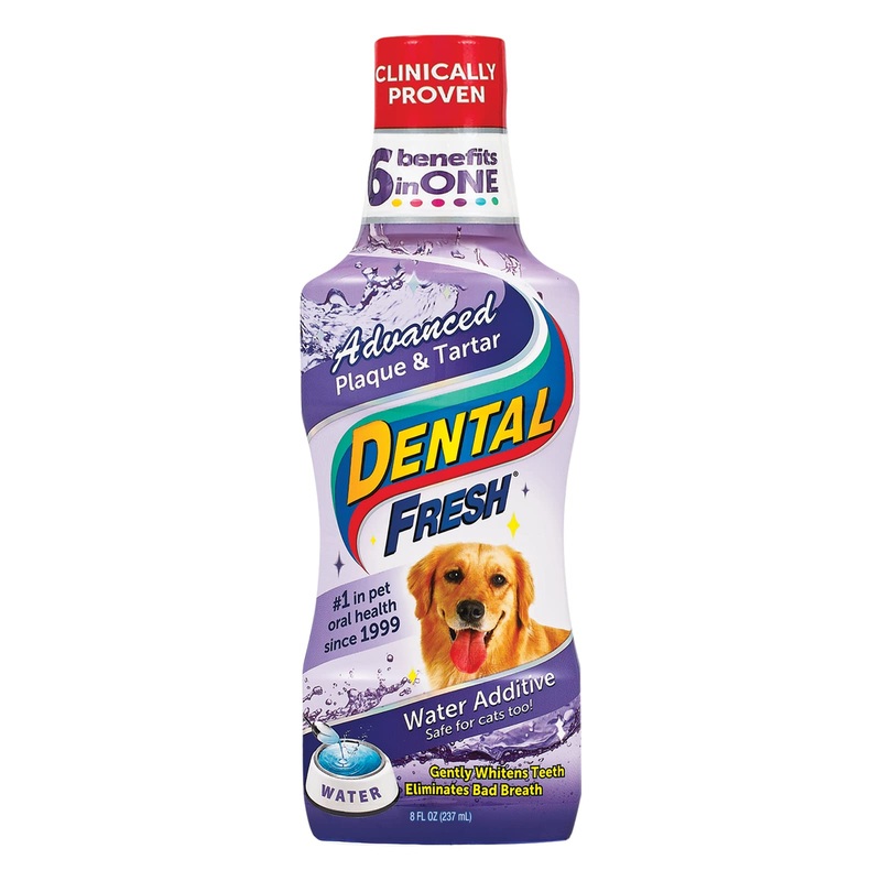 Dental Fresh Advanced Plaque and Tartar Water Additive for Dogs, 8 oz  Dog Teeth Cleaning Formula Targets Plaque & Tartar Build-Up, Eliminates Bad Breath, Whitens Teeth, Improves Overall Oral Health 8 Ounce