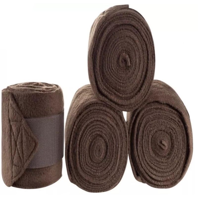 Fleece Horse Polo Wraps Set of 4 Bandages 4″ Width, 3 Meters Length (Brown)