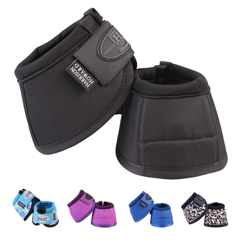 Harrison Howard Horse Bell Boots Overreach Bell Boots No-Turn Bell Boots for Horse-Durable Protective Hoof Boot Full (Large) Black