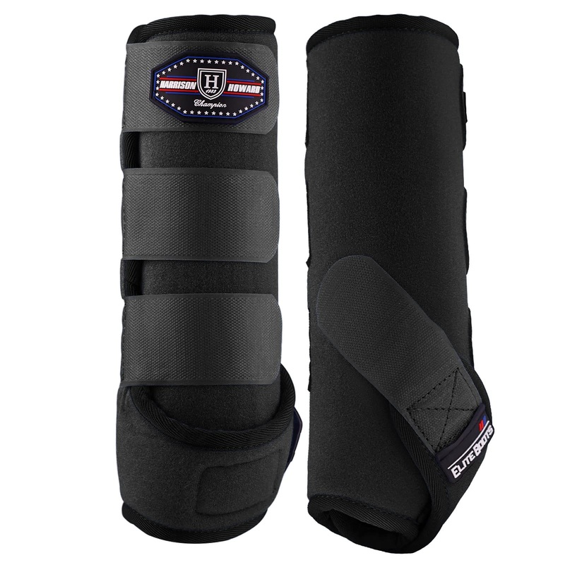 Harrison Howard Horse Sport Medicine Front Shock-Absorbing Boots All-Round Lower Limb Protection & Support Sport Boots Perfect for Endurance Training and Performance Pack of 2 Piano Black L Full (Large)
