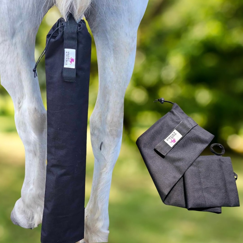 MANE & STABLE Premium Waterproof Horse Tail Bag – Adjustable Protective Slip On Horse Tail Wrap – Quick Release Tail Guard for Braided Or Loose Horse Tails. 31.5 Inches Long. Black