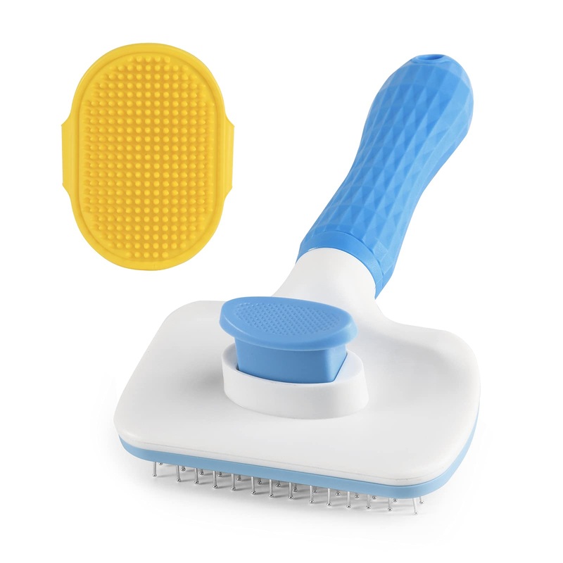 Slicker Pet Grooming Brush for Dogs & Cats with Long or Short Hair – Gently Removes Loose Undercoat, Mats, Tangled Hair – Your Dog & Cat Will Love with This Grooming Brush Blue