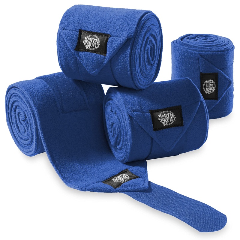 SmithBuilt Equine Fleece Polo Wraps, Blue – (Set of 4) Horse Leg Bandages Royal Blue