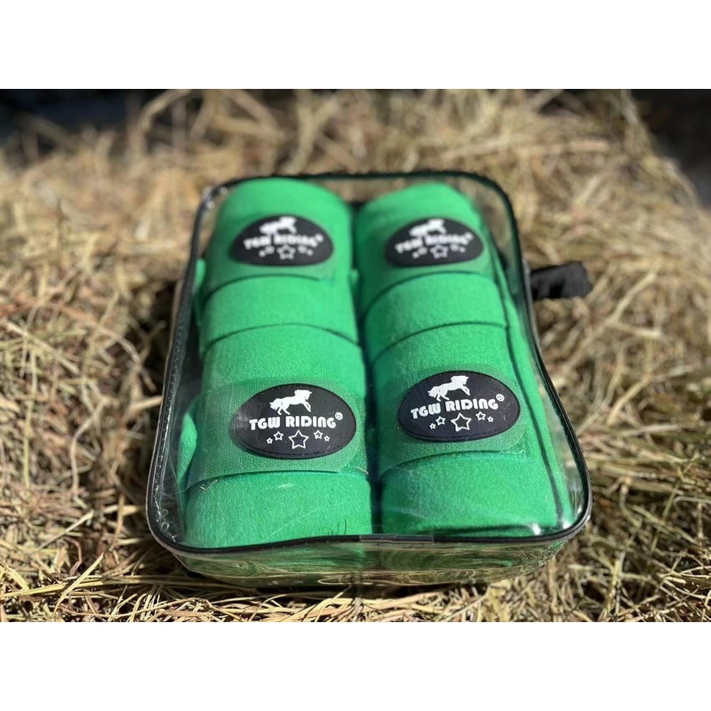TGW RIDING Horse Polo Leg Wraps, Horse Leg Wraps, Horse Fleece Bandages,4-Pack Green