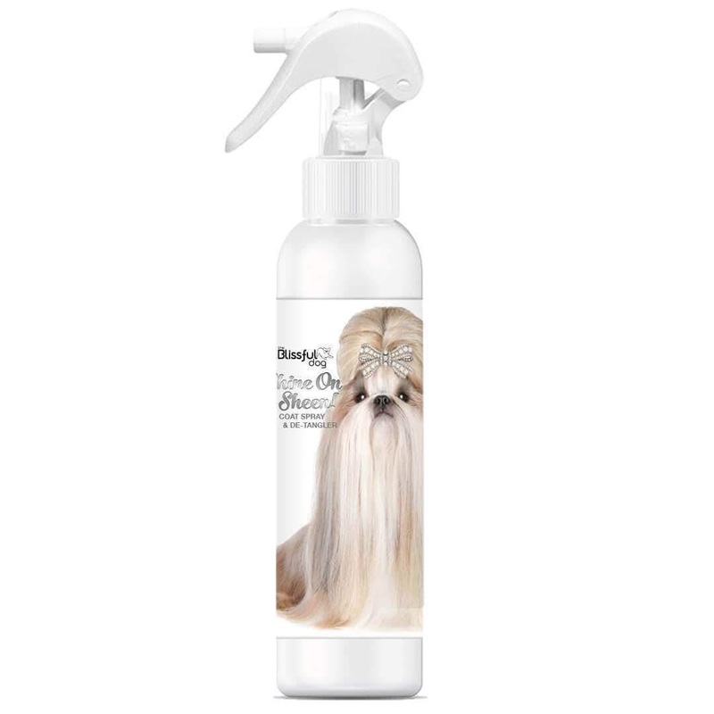 The Blissful Dog Shine-On + Sheen Coat Spray, All Natural Leave in Conditioner and Detangler for Your Dog 8-Ounce