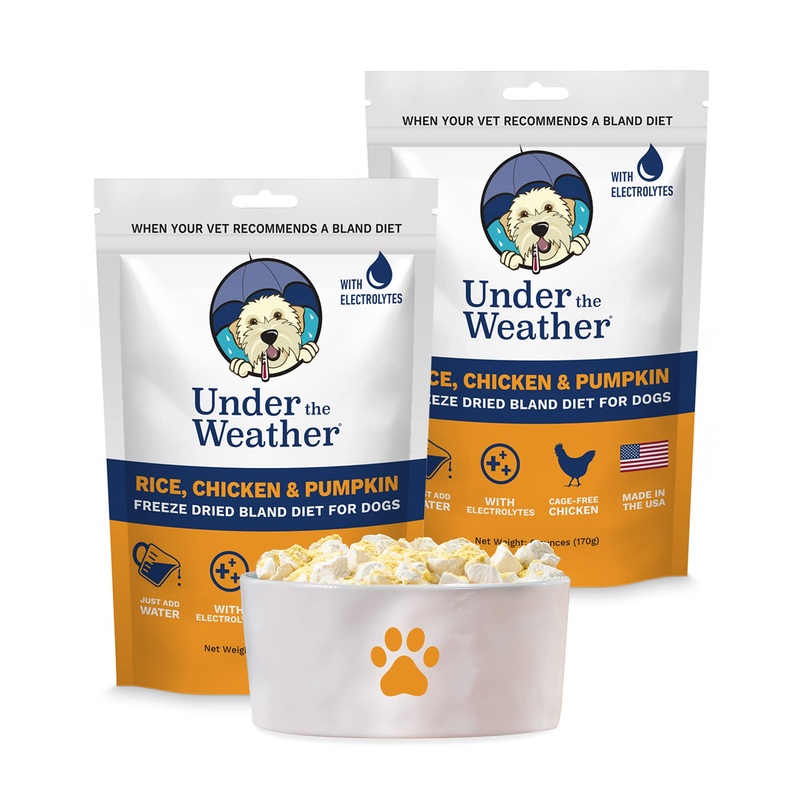 Under the Weather Easy to Digest Bland Dog Food Diet for Sick Dogs | Contains Electrolytes – Gluten Free, All Natural, Freeze Dried 100% Human Grade Meats | 6 Pack – Rice, Chicken & Bone Broth Rice & Chicken 6 Ounce (Pack of 1)