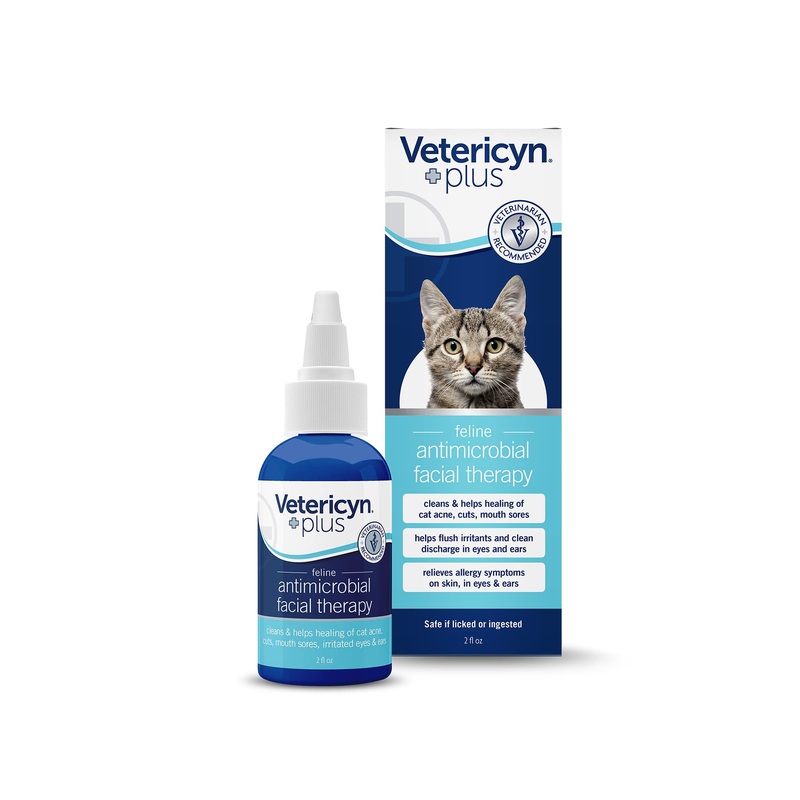 Vetericyn Plus Feline Facial Therapy. to Care for Cat Acne, Cuts, Mouth Sores, and Irritated Eyes and Ears on Cats of All Ages. Non-Toxic and Safe if Ingested. (2 oz)