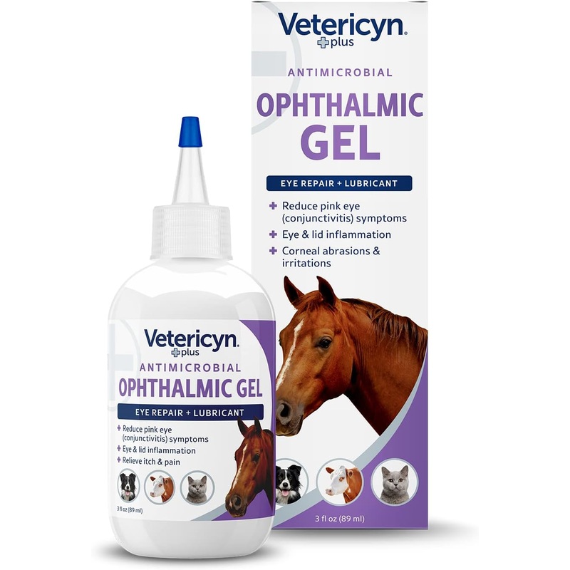 Vetericyn Plus Ophthalmic Eye Gel for Horses | Eye Ointment Alternative to Lubricate and Relieve Horse Eye Irritations, Safe for All Animals. 3 ounces