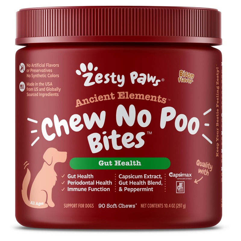 Zesty Paws Chew No Poo Bites for Dogs – Stool Eating Deterrent Soft Chews for Dogs – Gut, Periodontal & Immune System Support – Premium DE111 Bacillus subtilis Probiotic – AE Bison – 90 Count 90 Count (Pack of 1)