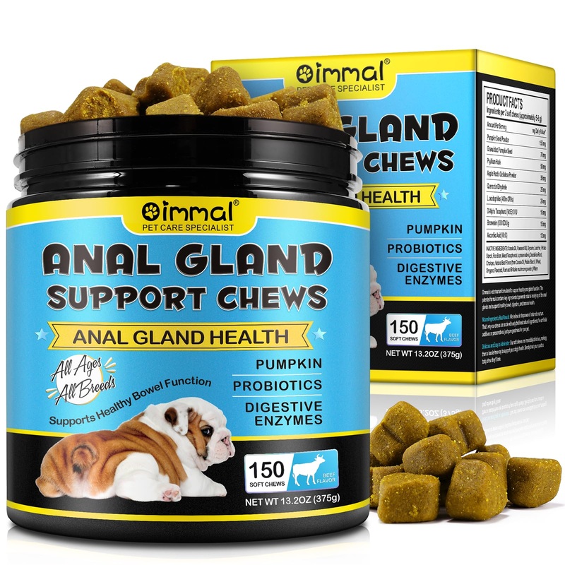 Anal Gland Support Soft Chews for Dog, 150PCs Dog Anal Gland Treats w/Pumpkin, Digestive Enzyme & Probiotics Support Healthy Bowel Function – Dog Health Supplies Fibre Supplements Chews – Beef Flavor