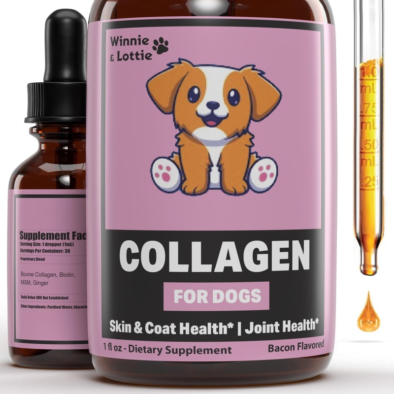 Collagen for Dogs – Liquid Collagen for Dogs – Skin and Coat Supplement for Dogs – Dog Liquid Collagen – Dog Collagen – Dog Collagen Drops – Collagen Dog – Collagen Dogs – 1 fl oz – Bacon Flavor