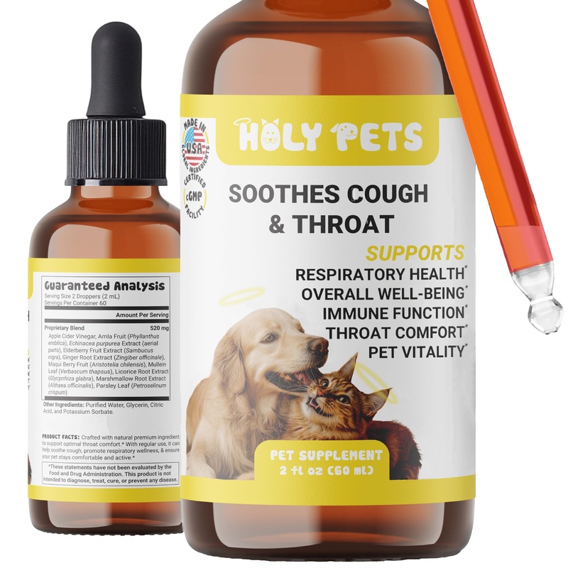 Cough Medicine for Dogs & Cats, Respiratory Infection Support – Sneezing Relief & Kennel Cough Treatment – Pet Asthma Support – Made with Natural Ingredients in The USA