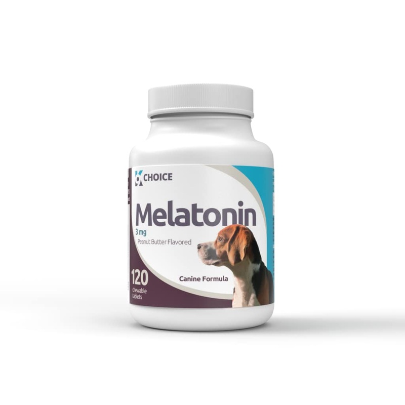 K9 Choice 3 mg Melatonin – Adrenal Support and Sleep Support for Dogs – 120 Peanut Butter Flavored Melatonin Tablets Dogs Love!
