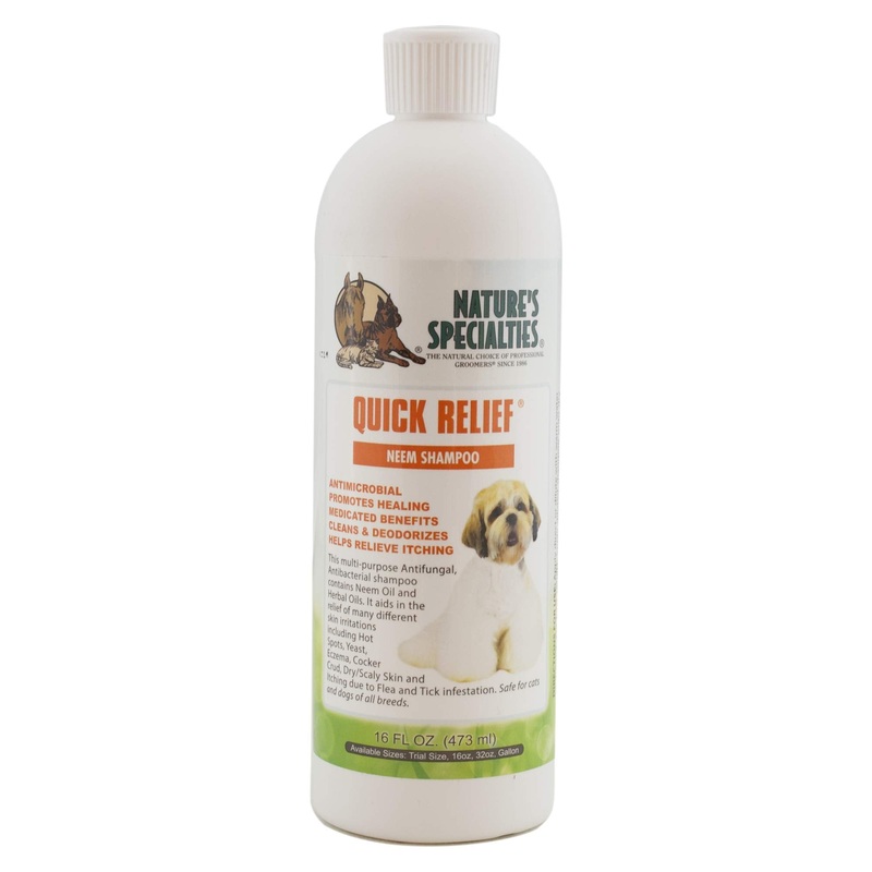 Nature’s Specialties Quick Relief Neem Shampoo for Dogs Cats, Non-Toxic Biodegradable 16oz