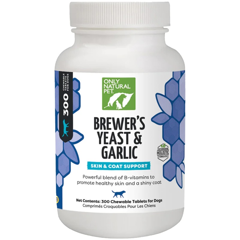 Only Natural Pet Brewer’s Yeast & Garlic Chewables – All-Natural Flea & Tick Prevention for Dogs – Fortified with B Vitamins – Promotes Healthy Skin & Coat – 300 Count Tablet (Single) 1 Bottle