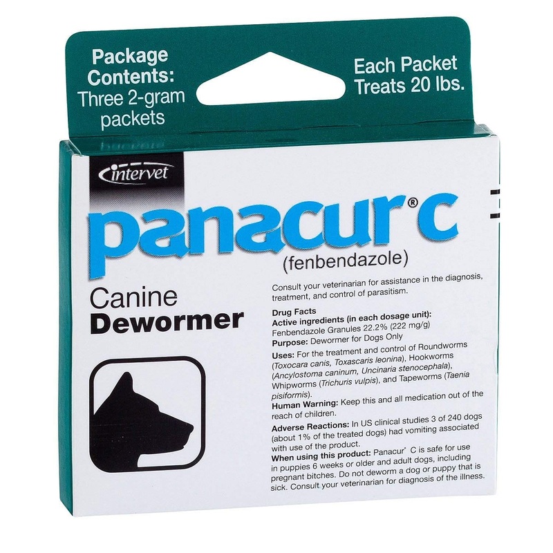 Panacur C Canine Dewormer Dogs 2 Gram Each Packet Treats 20 lbs (3 Packets)