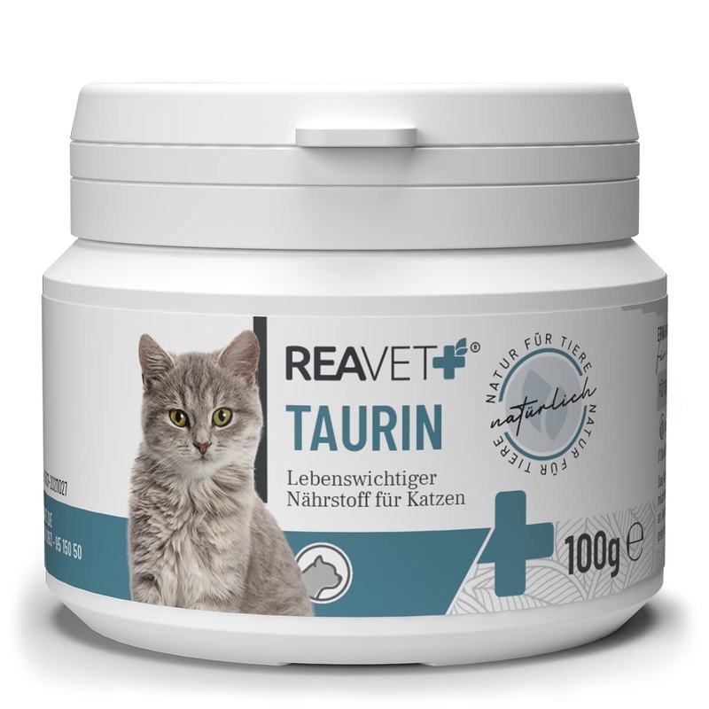 ReaVET Taurine for cats 100g – support of the cardiovascular system, taurine powder 100% pure, amino acids support defenses and cell metabolism