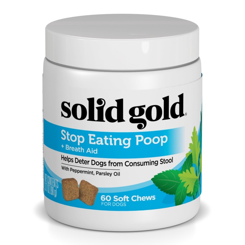 Solid Gold Stop Eating Poop for Dogs with Coprophagia; Natural, Holistic Grain-Free Supplement Chews and Powder with Peppermint & Parsley Oil 60Ct.