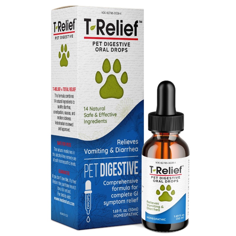 T-Relief Pet Digestive Complete GI Relief Drops for Dog & Cat Soothing Aloe + 13 Natural Homeopathic Actives Help Calm Nausea & Diarrhea from Mild Illness Food Stress or Motion Sickness – 1.69 oz