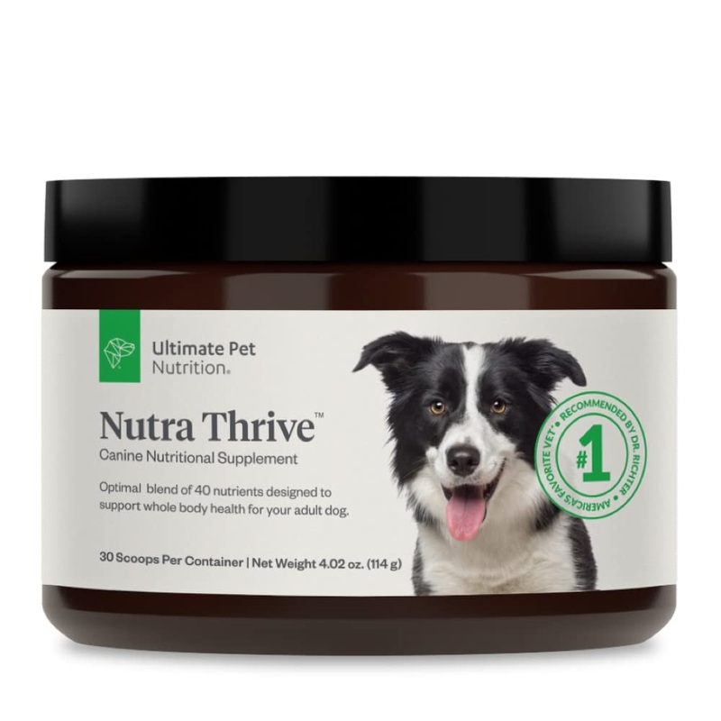 ULTIMATE PET NUTRITION Nutra Thrive Canine 40 in 1 Nutritional Supplement for Dogs, Powder Supplement for Dogs, Digestion and Immune Support, Vitamins, Minerals, Probiotics, Enzymes, 30 Servings