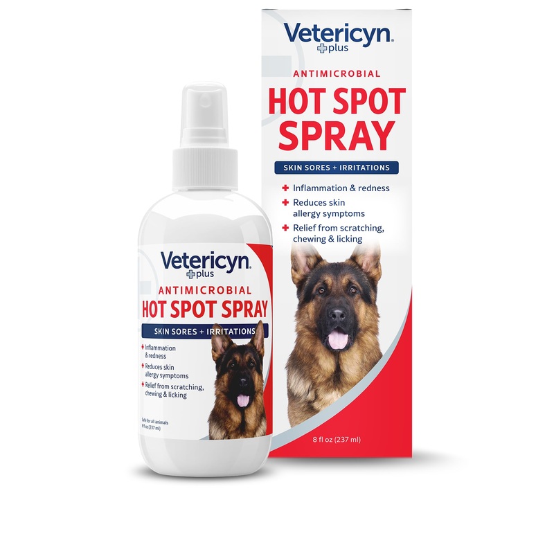 Vetericyn Plus Hot Spot Spray for Dogs Skin Sores and Irritations | Itch Relief for Dogs and Prevents Chewing and Licking at Skin, Safe for All Animals. 8 Ounces 8-Ounce