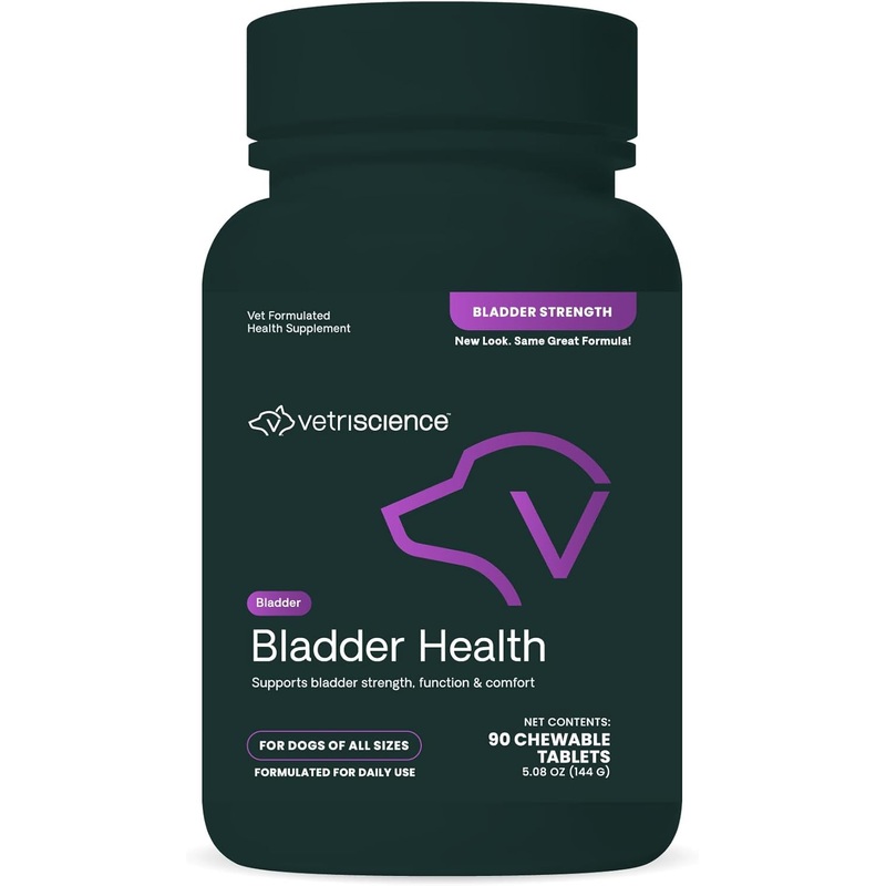 VetriScience Bladder Health Smoke Flavored Chewable Tablets, Bladder Strength & Urinary Tract Supplement for Dogs, for Leakage and Overactive Bladders, 90 Count