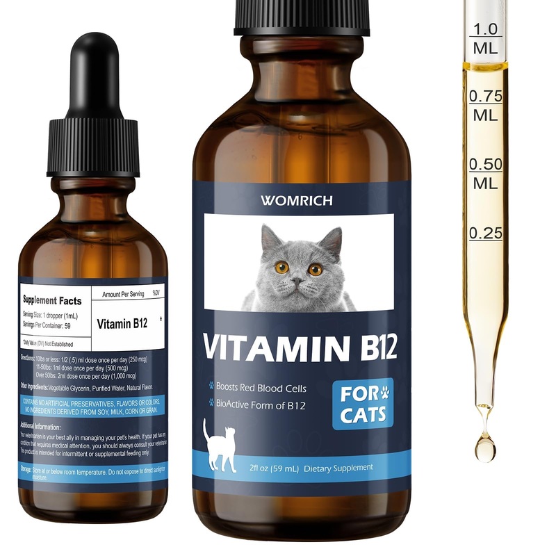 Vitamin B12 for Cats | Methylcobalamin Supplement | Boosts Red Blood Cell Formation, Energy, Nervous System & Appetite, Treats Pancreatitis | 2 fl oz Dropper