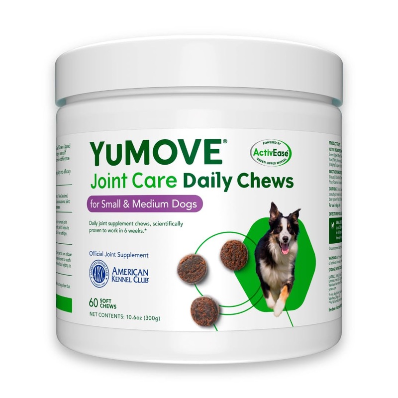 YuMOVE Daily Chews | Hip and Joint Supplement for Small & Medium Dogs with Glucosamine, Hyaluronic Acid, Green Lipped Mussel | 60 Chews – 1 Month’s Supply