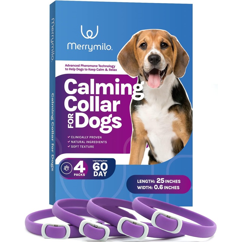 4 Pack Calming Collar for Dogs, Dog Anxiety Relief, All New Pheromone Dog Calming Collars, Anti-Loose Dog Collar, Dog Calm Collar, Separation Anxiety Relief for Dogs, Reduce Dog’s Anxiety and Stress