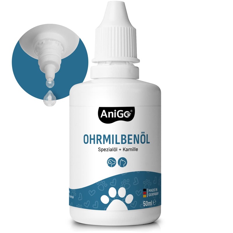 AniGo ear mite oil 50ml immediately effective remedy for cats – against ear mites with chamomile for cats, gentle care for itching in the ear, ear drops for mites, ear cleaner