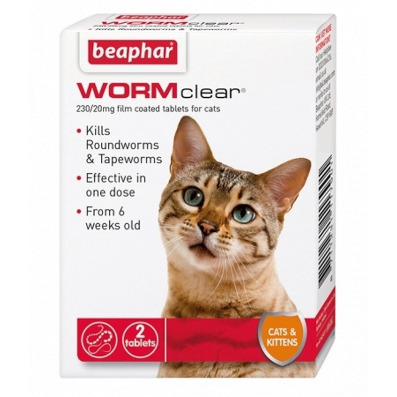 Beaphar WORMclear Cat Kitten Wormer kills Roundworm Tapeworm Vet Strength Tablet
