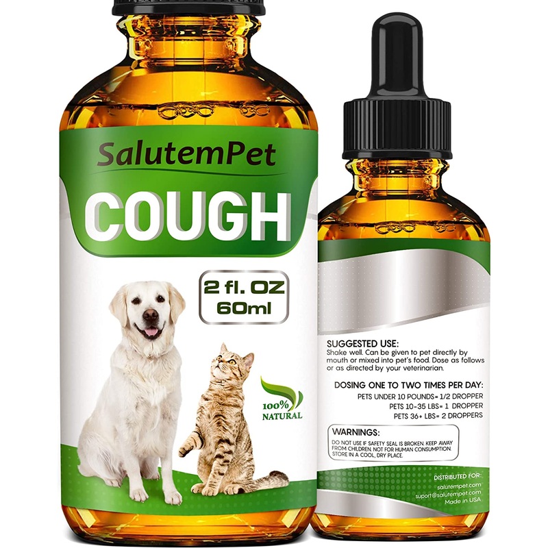 Dog Cough Suppressant – Natural Cough Remedy for Dogs – Liquid Cough Drops for Dogs & Cats – Herbal Dog Cough Formula Eases Coughing & Wheezing – Collapsed Trachea Upper Respiratory Support
