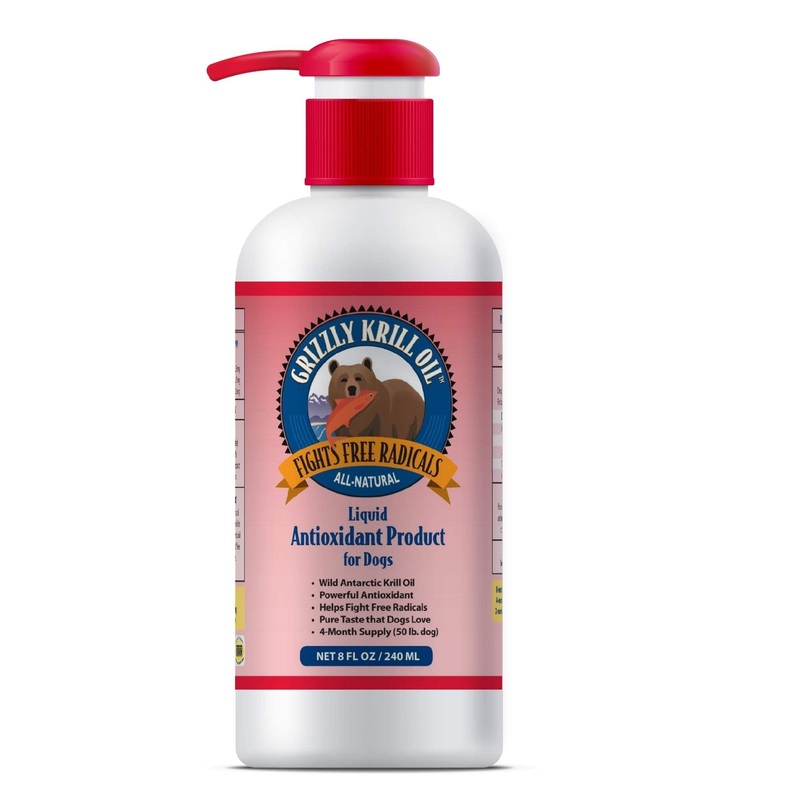 Grizzly Wild Antarctic Krill Oil for Dogs (Multiple Sizes) – Made in USA, Powerful Antioxidant, All-Natural Supplement Fights Free Radicals 8 oz